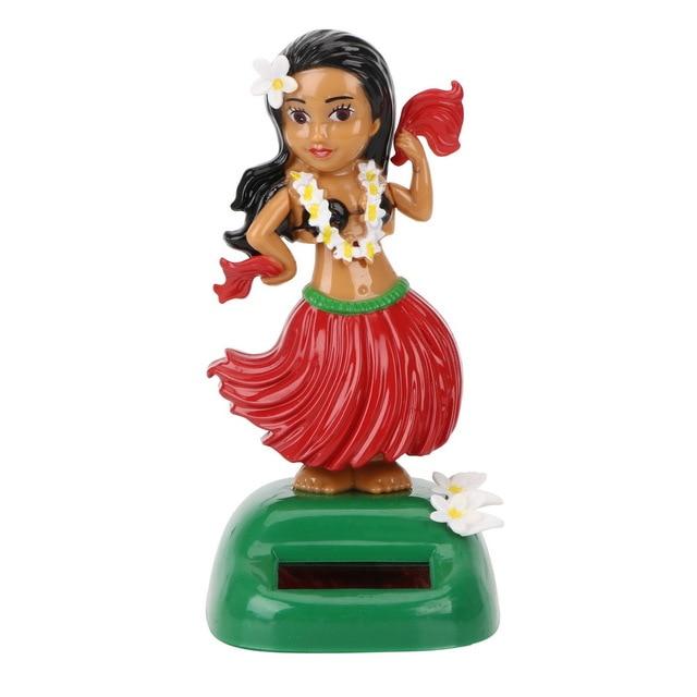 Solar Powered Shaking Head Toy Hula Auto Interior Dashboard Decoration Hawaii Girl Car Ornaments Auto Accessories