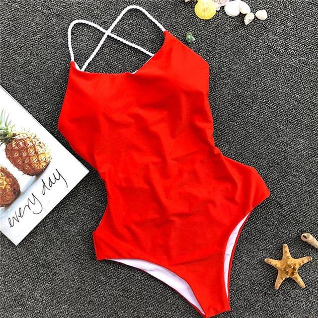 Sexy One Piece Swimsuit Black Monokini Backless Trikini 2018 Swimwear Women Bikinis Thong Triquini Female Bandage Bathing Suits