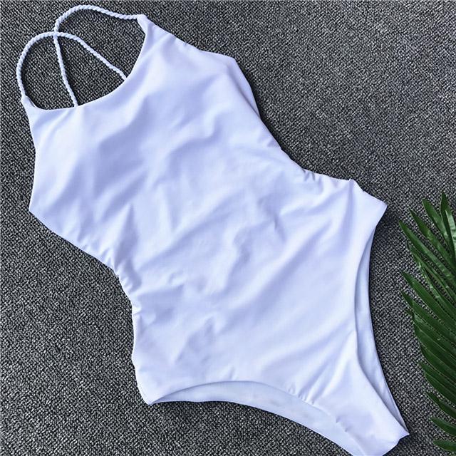 Sexy One Piece Swimsuit Black Monokini Backless Trikini 2018 Swimwear Women Bikinis Thong Triquini Female Bandage Bathing Suits