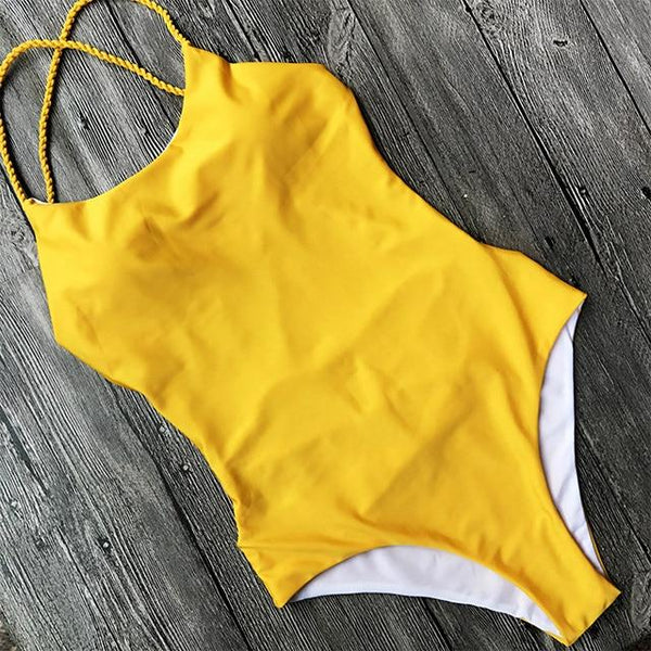 Sexy One Piece Swimsuit Black Monokini Backless Trikini 2018 Swimwear Women Bikinis Thong Triquini Female Bandage Bathing Suits