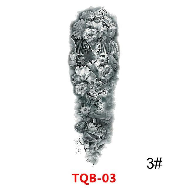 Large Arm Sleeve Tattoo Waterproof Temporary Tattoo Sticker Skull Rose Lotus Women Men Girl Full Flower Body Art Tatoo #288345