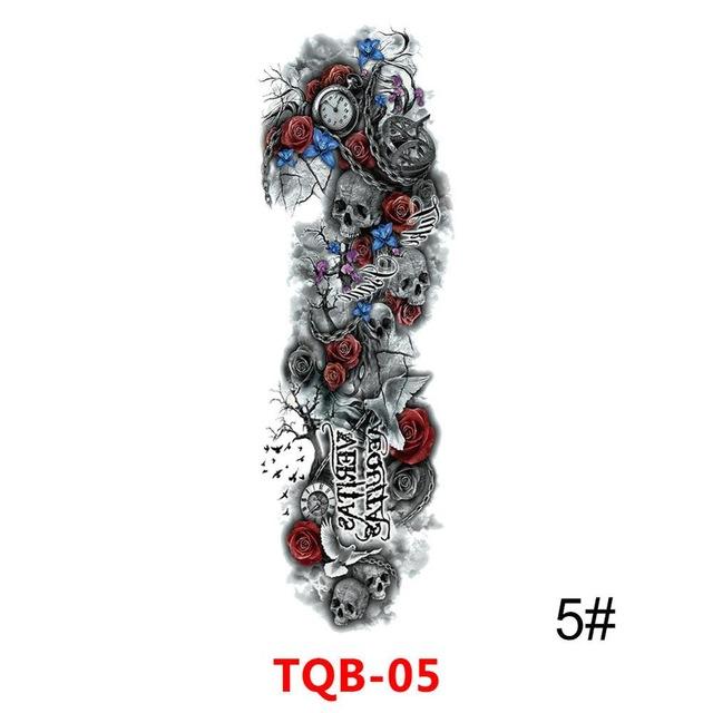 Large Arm Sleeve Tattoo Waterproof Temporary Tattoo Sticker Skull Rose Lotus Women Men Girl Full Flower Body Art Tatoo #288345