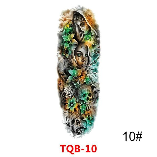 Large Arm Sleeve Tattoo Waterproof Temporary Tattoo Sticker Skull Rose Lotus Women Men Girl Full Flower Body Art Tatoo #288345