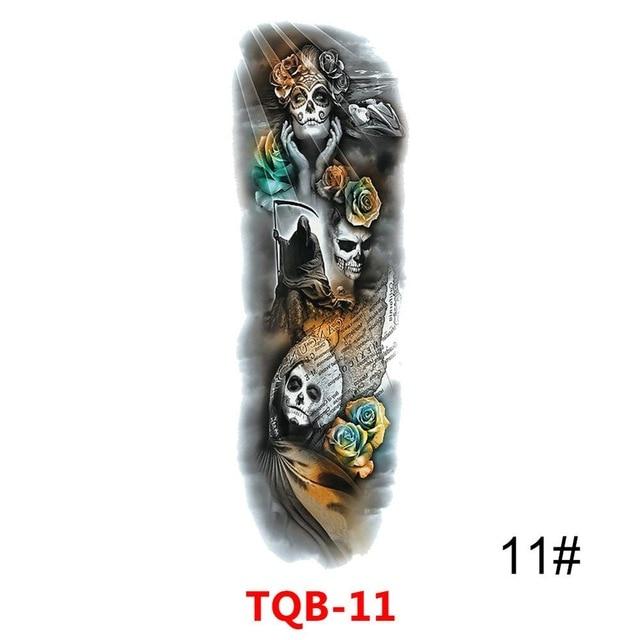 Large Arm Sleeve Tattoo Waterproof Temporary Tattoo Sticker Skull Rose Lotus Women Men Girl Full Flower Body Art Tatoo #288345