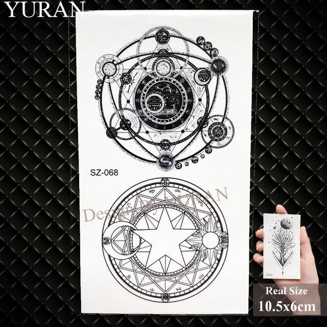 YURAN Black Iceberg Temporary Tattoo Stickers Mountain Arm Art Men Fake Tatoos Triangle Women Rivers Land Water Transfer Tattoo