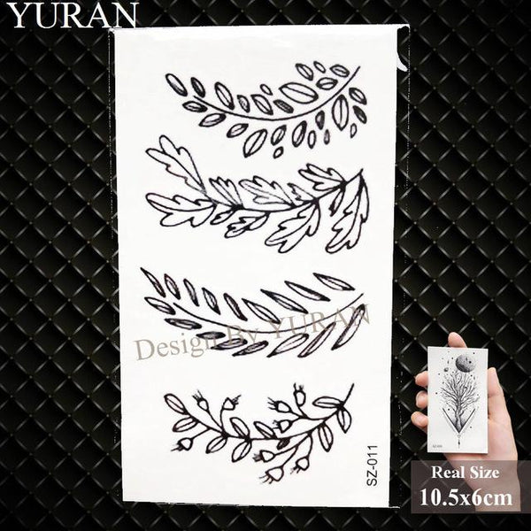 YURAN Black Iceberg Temporary Tattoo Stickers Mountain Arm Art Men Fake Tatoos Triangle Women Rivers Land Water Transfer Tattoo