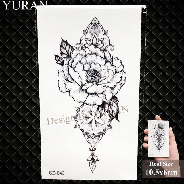 YURAN Black Iceberg Temporary Tattoo Stickers Mountain Arm Art Men Fake Tatoos Triangle Women Rivers Land Water Transfer Tattoo