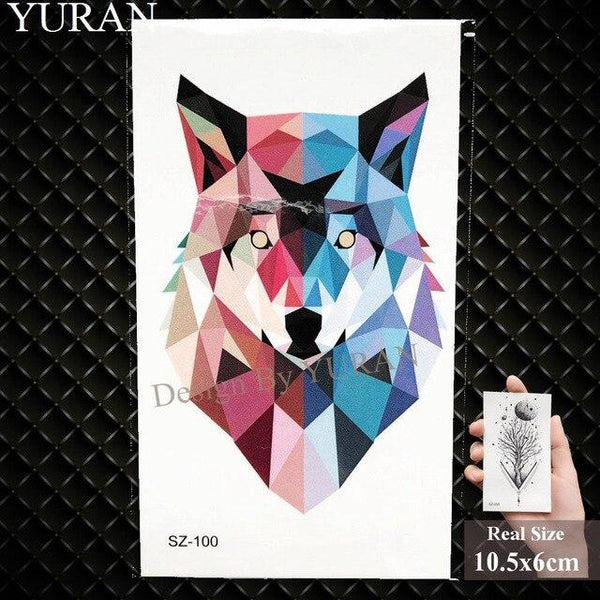 YURAN Black Iceberg Temporary Tattoo Stickers Mountain Arm Art Men Fake Tatoos Triangle Women Rivers Land Water Transfer Tattoo