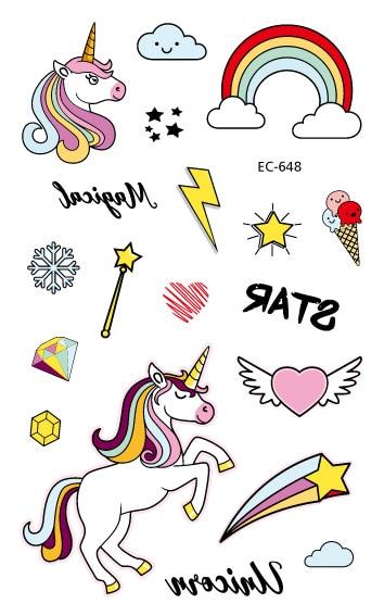 Waterproof Temporary Tattoo Sticker Cute Unicorn Fake Tatoo Tatouage Temporaire Flash Tatto hand foot For Kids Children Girl