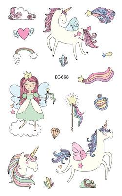 Waterproof Temporary Tattoo Sticker Cute Unicorn Fake Tatoo Tatouage Temporaire Flash Tatto hand foot For Kids Children Girl