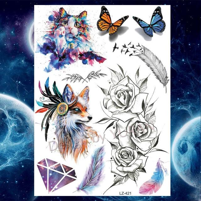 Roses Waterproof Temporary Tattoo Stickers Women Dating Makeup Back Art Tattoo Paste 21x15CM Large Body Arm Chest Tatoo Wall