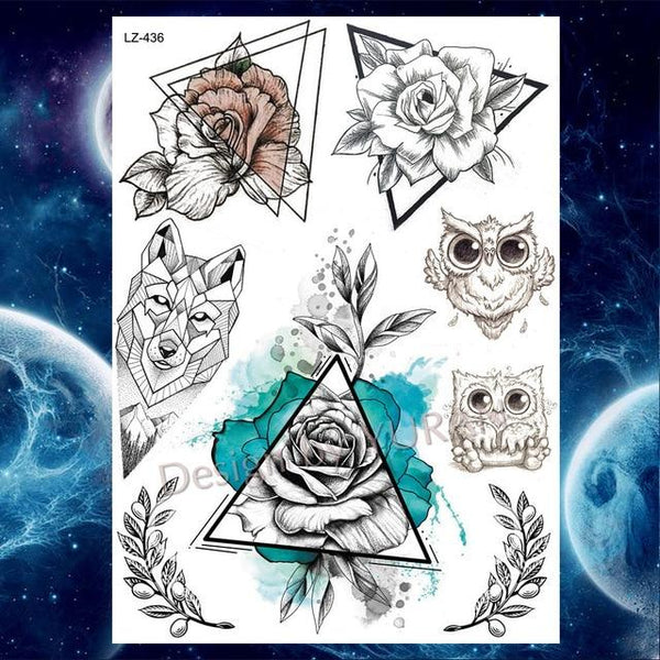 Roses Waterproof Temporary Tattoo Stickers Women Dating Makeup Back Art Tattoo Paste 21x15CM Large Body Arm Chest Tatoo Wall