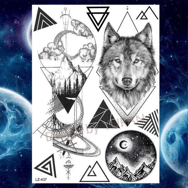 Black Diamond Geometry Owl Temporary Tattoo Sticker WOmen Fake Henna Waterproof Tattoo Decals 21*15CM Crystal Body Art ARm Tatoo