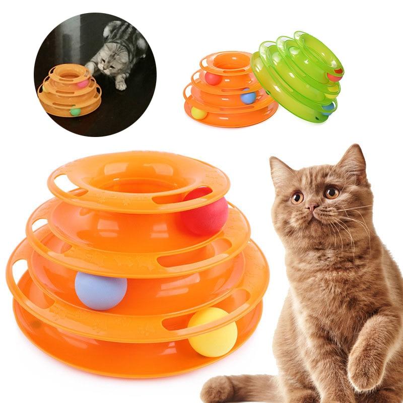 Cat Toy Ball Pet Toy Cat Toys Intelligence Triple Play Disc Three Tower Of Tracks Turntable Ball Pet Products