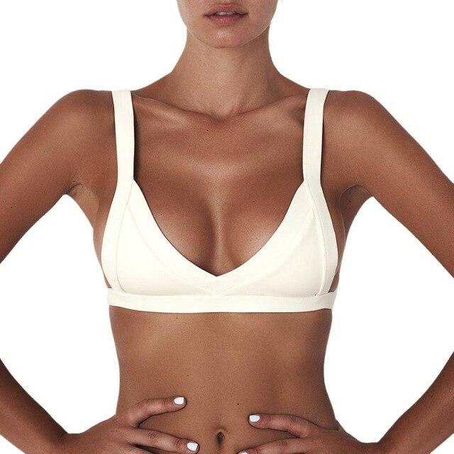 Summer Sexy Women Bandage Bikini Tops Push-up Pure Color Trianglr Bra Swimwear Swimsuit Bathing Beachwear