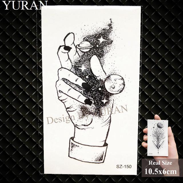 Children Cartoon Temporary Tattoo Sticker Men Gun AK47 Waterproof Fake Black Lines Flower Mountain Cute Tattoo Women Kids Planet