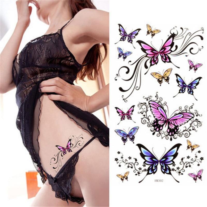 Body Art Temporary Tattoo Stickers Butterfly Sexy Glitter Waterproof Tattoo Accessories Sticker For Women Makeup Stickers