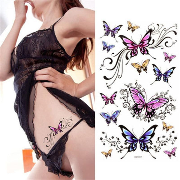 Body Art Temporary Tattoo Stickers Butterfly Sexy Glitter Waterproof Tattoo Accessories Sticker For Women Makeup Stickers