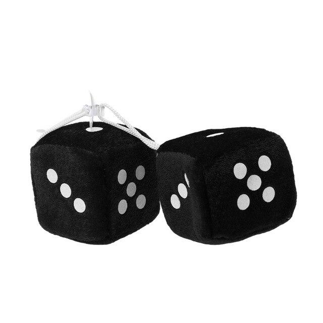 1 Pair Fuzzy Dice Dots Rear View Mirror Hanger Decoration Car Pendant Styling Accessorie