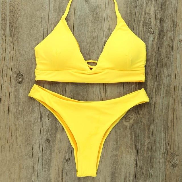 Sexy Bikinis Women 2019 Brazilian Swimsuit Solid Bathing Suit Strape Push Up Swimwear Female Mayo Beach Bathers