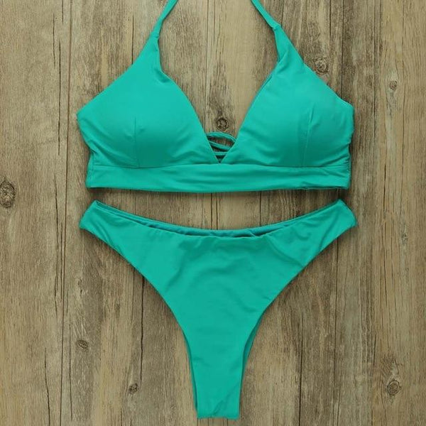 Sexy Bikinis Women 2019 Brazilian Swimsuit Solid Bathing Suit Strape Push Up Swimwear Female Mayo Beach Bathers