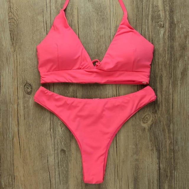 Sexy Bikinis Women 2019 Brazilian Swimsuit Solid Bathing Suit Strape Push Up Swimwear Female Mayo Beach Bathers