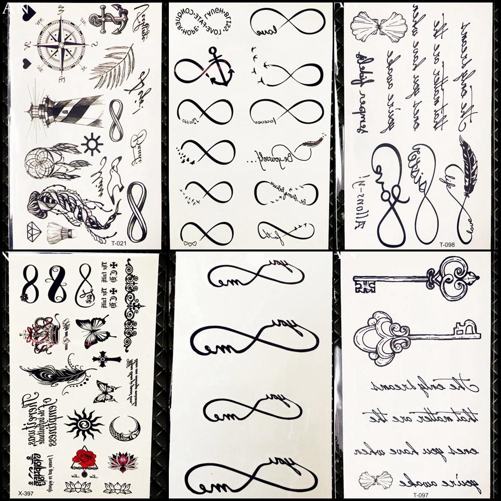 25 Style Black Infinite Temporary Tattoo Stickers Women Hands Fake Tattoo Endless Men Finger Waterproof Tatoos Small Paste