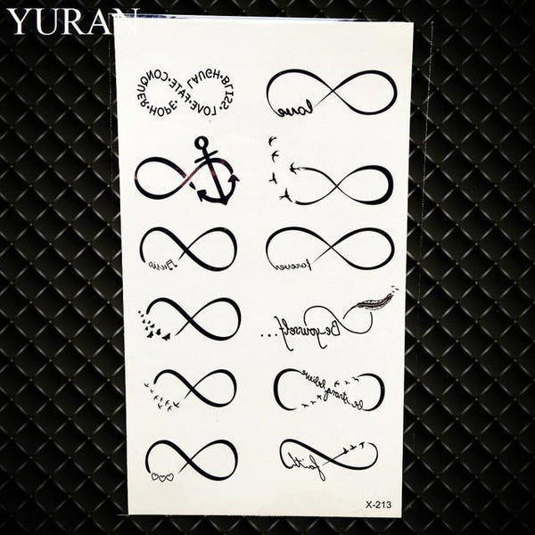 25 Style Black Infinite Temporary Tattoo Stickers Women Hands Fake Tattoo Endless Men Finger Waterproof Tatoos Small Paste