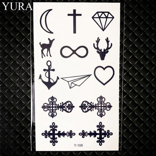 25 Style Black Infinite Temporary Tattoo Stickers Women Hands Fake Tattoo Endless Men Finger Waterproof Tatoos Small Paste