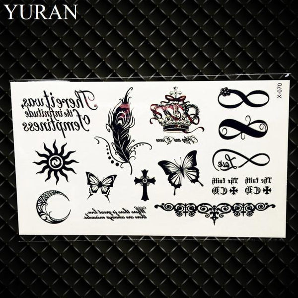 25 Style Black Infinite Temporary Tattoo Stickers Women Hands Fake Tattoo Endless Men Finger Waterproof Tatoos Small Paste