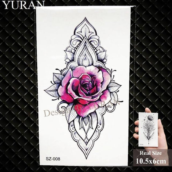 Watercolor Paper Plane Temporary Tattoo Stickers Women Body Art Arm Reed Branch Fake Tatoos Geometry Flower Lavender Tattoo Girl