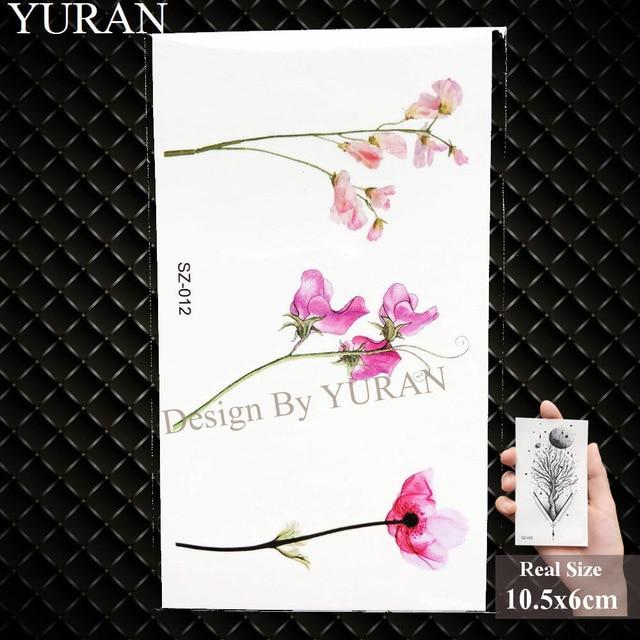 Watercolor Paper Plane Temporary Tattoo Stickers Women Body Art Arm Reed Branch Fake Tatoos Geometry Flower Lavender Tattoo Girl