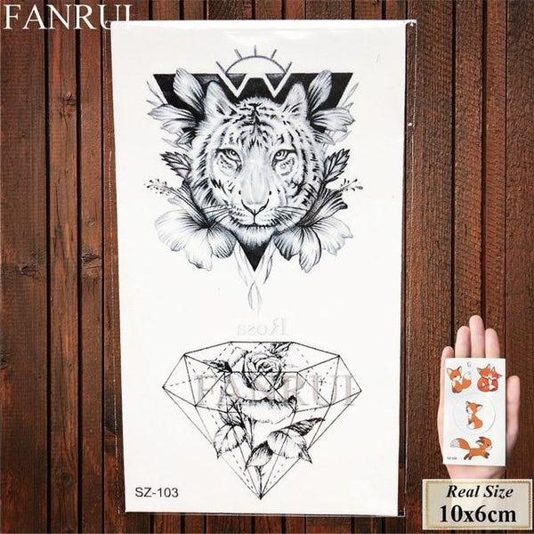 Tiger Face Design Women Tattoos Temporary Body Art Water Transfer Tatoos Fake Animals Men Ankle Sexy Arm Tattoo Makeup Tips