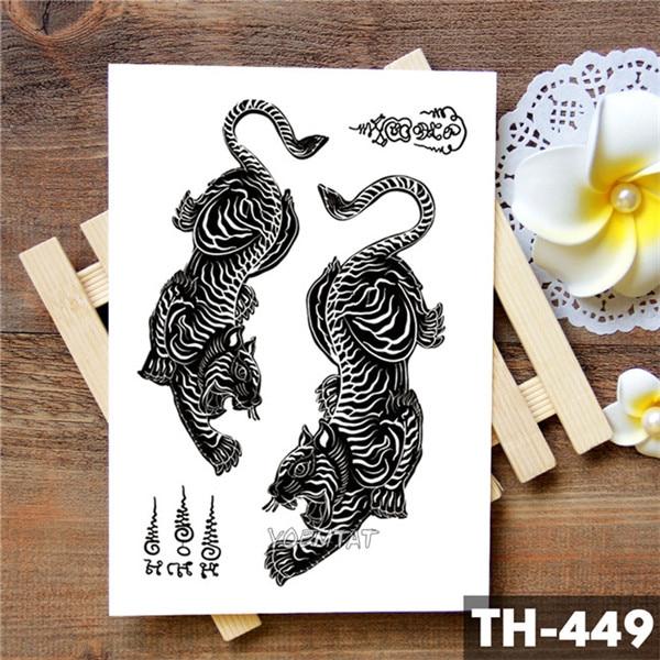 Tiger Skull Leopard dragon Waterproof Temporary Tattoo Sticker Wolf Animals Tattoos Body Art Arm Hand men Fake Tatoo