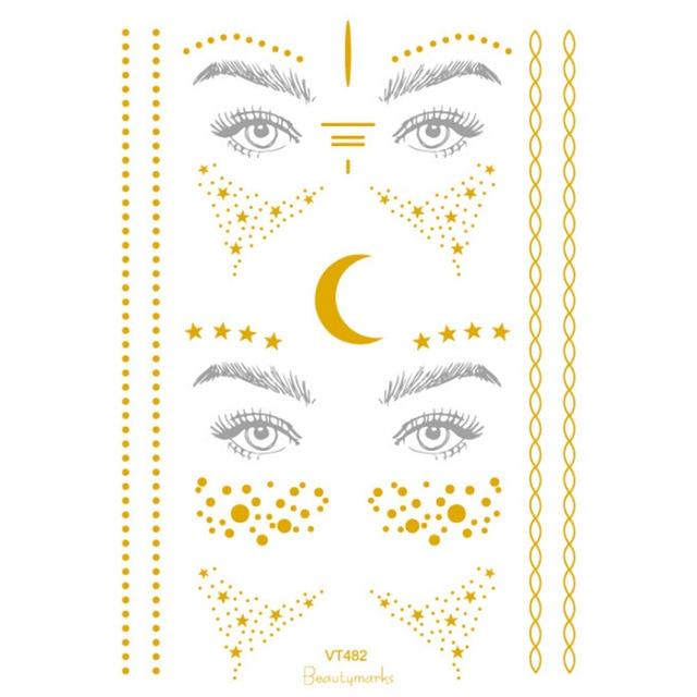 Christmas Halloween Face Gold foil Gold Foil Sticker Tattoo StickersWaterTransfer Sticke 9.14