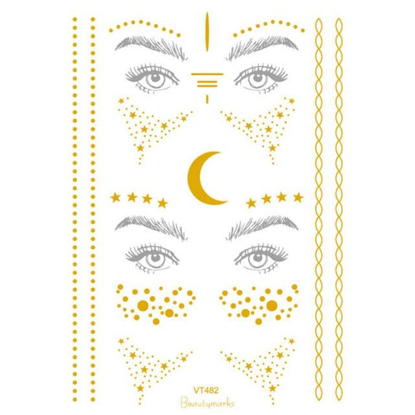Christmas Halloween Face Gold foil Gold Foil Sticker Tattoo StickersWaterTransfer Sticke 9.14