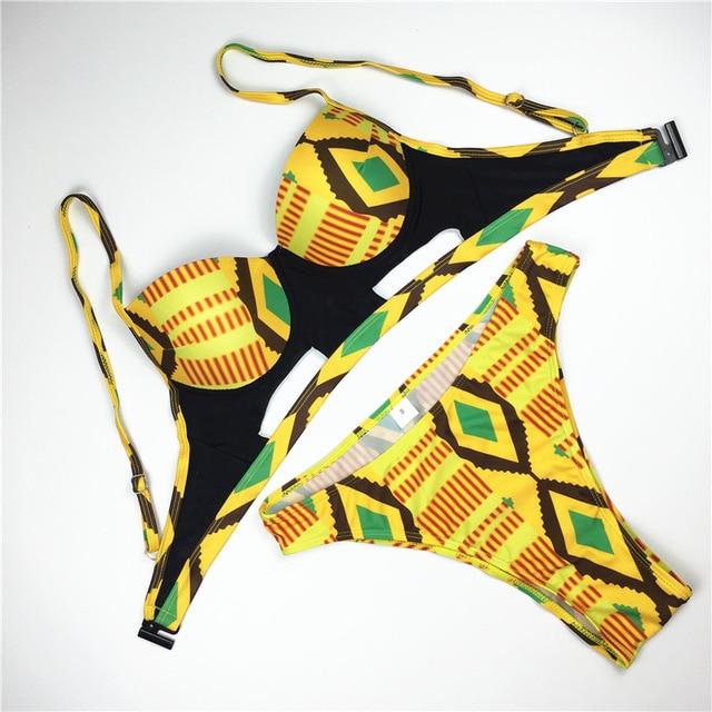 High Cut Swimsuit Brazilian Bikini Push Up Swimwear Women 2019 Maillot De Bain Femme 2019 African Print Bathing Suit Swim Wear