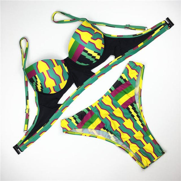 High Cut Swimsuit Brazilian Bikini Push Up Swimwear Women 2019 Maillot De Bain Femme 2019 African Print Bathing Suit Swim Wear