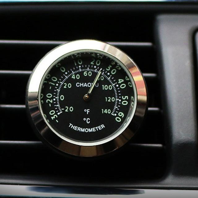 Car Thermometer Time Clock Ornaments With Luminous Auto Digital Watch A/C Air Outlet Vent Clip Air Freshener Car Accessories
