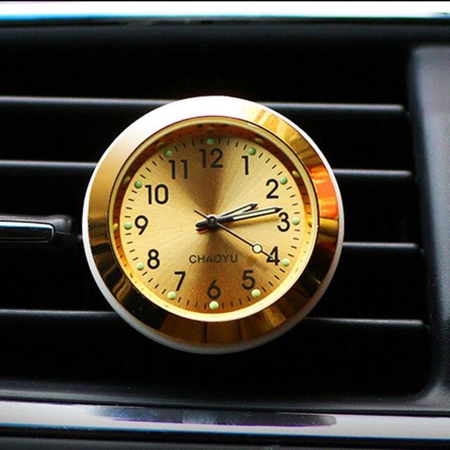 Car Thermometer Time Clock Ornaments With Luminous Auto Digital Watch A/C Air Outlet Vent Clip Air Freshener Car Accessories