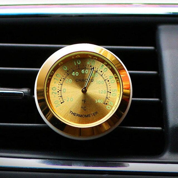 Car Thermometer Time Clock Ornaments With Luminous Auto Digital Watch A/C Air Outlet Vent Clip Air Freshener Car Accessories