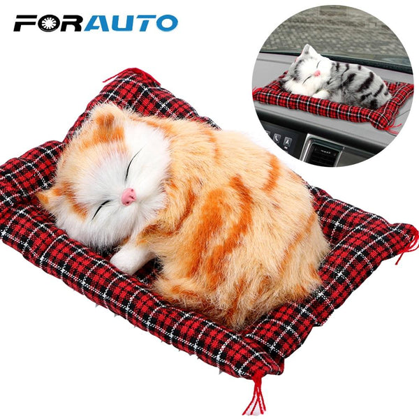 Car Ornaments Cute Simulation Sleeping Cats Dashboard Decoration Lovely Plush Kittens Doll Toy Car-styling Interior Accessories