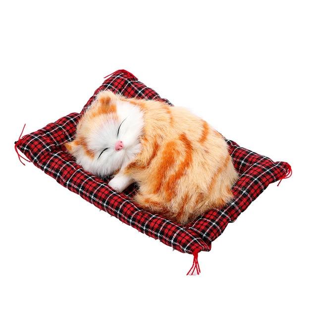 Car Ornaments Cute Simulation Sleeping Cats Dashboard Decoration Lovely Plush Kittens Doll Toy Car-styling Interior Accessories