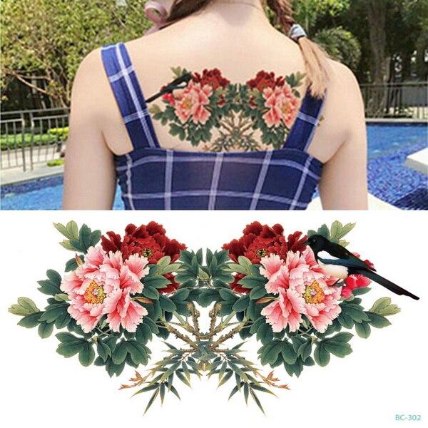 New designs Chest Flash Tattoo large rose flower dragonfly shoulder arm Sternum tattoos henna body/back paint Under breast skull