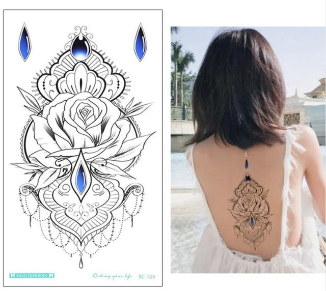 New designs Chest Flash Tattoo large rose flower dragonfly shoulder arm Sternum tattoos henna body/back paint Under breast skull
