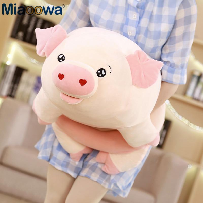 50/60/80cm Cute Pink Pig Plush Toys for Children Chinese Zodiac Pig Doll Soft Fat Pig Pillow Cushion Kids Girls Birthday Gifts
