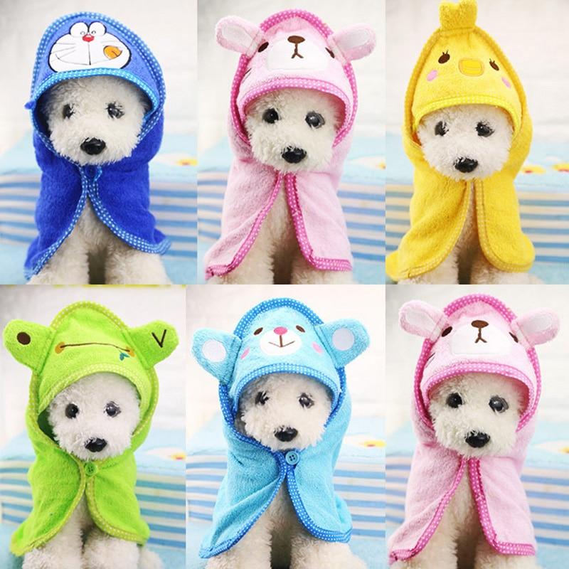 Cute Dog Towel Microfiber Drying Pet Bath Towel Super Absorbent Dog Bathrobe Puppy Cat Cartoon Grooming Bath Towel with Hoodies