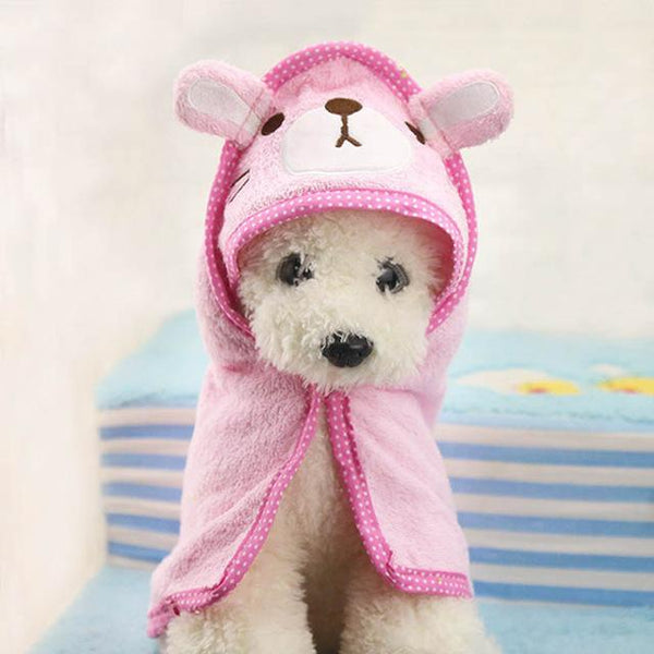 Cute Dog Towel Microfiber Drying Pet Bath Towel Super Absorbent Dog Bathrobe Puppy Cat Cartoon Grooming Bath Towel with Hoodies