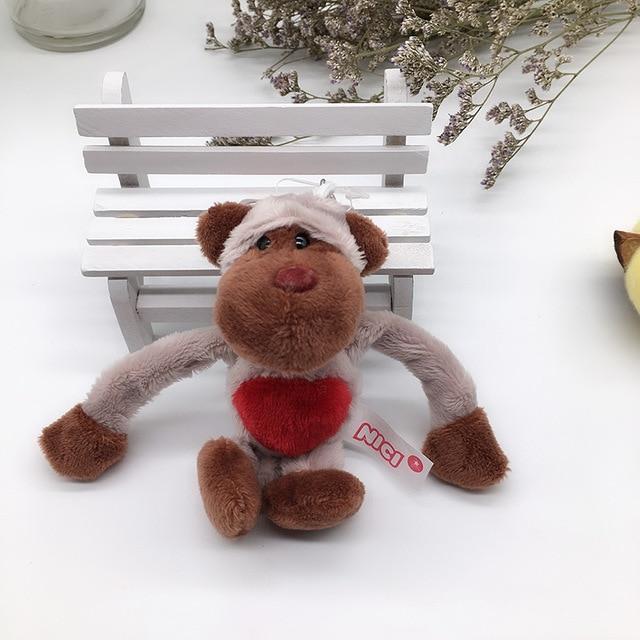 1PC 10cm NICI Jungle Brother Plush Keychains Toys Stuffed Tiger Elephant Plush Animals Phone Key Chain Bag Couple Pendant Doll