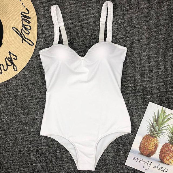 NEW 2019 Underwire Bra Cup One Piece Swimsuit Women Push Up Swimwear Female Monokini Bather Bathing Suit Swim Wear Sexy Bodysuit